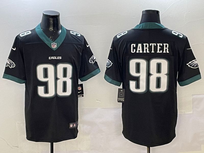 Men Philadelphia Eagles #98 Carter Black Second generation 2025 Nike Limited NFL Jersey style 1